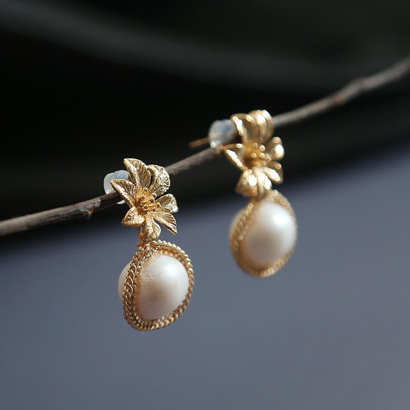2021 New Flora Design Natural Pearl Earrings Handmade Women Diy Pearl  Jewelry Lady Gifts - Stud Earrings - AliExpress